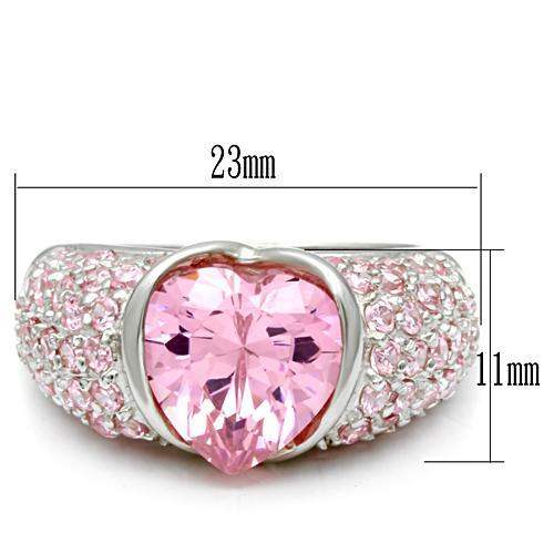 LOS533 - Silver 925 Sterling Silver Ring with AAA Grade CZ in Rose - Alamode - Flyclothing LLC