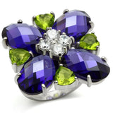 Flynn Cocktail Ring - 925 Sterling Silver, AAA CZ , Multi Color - LOS534 - Alamode - Flyclothing LLC