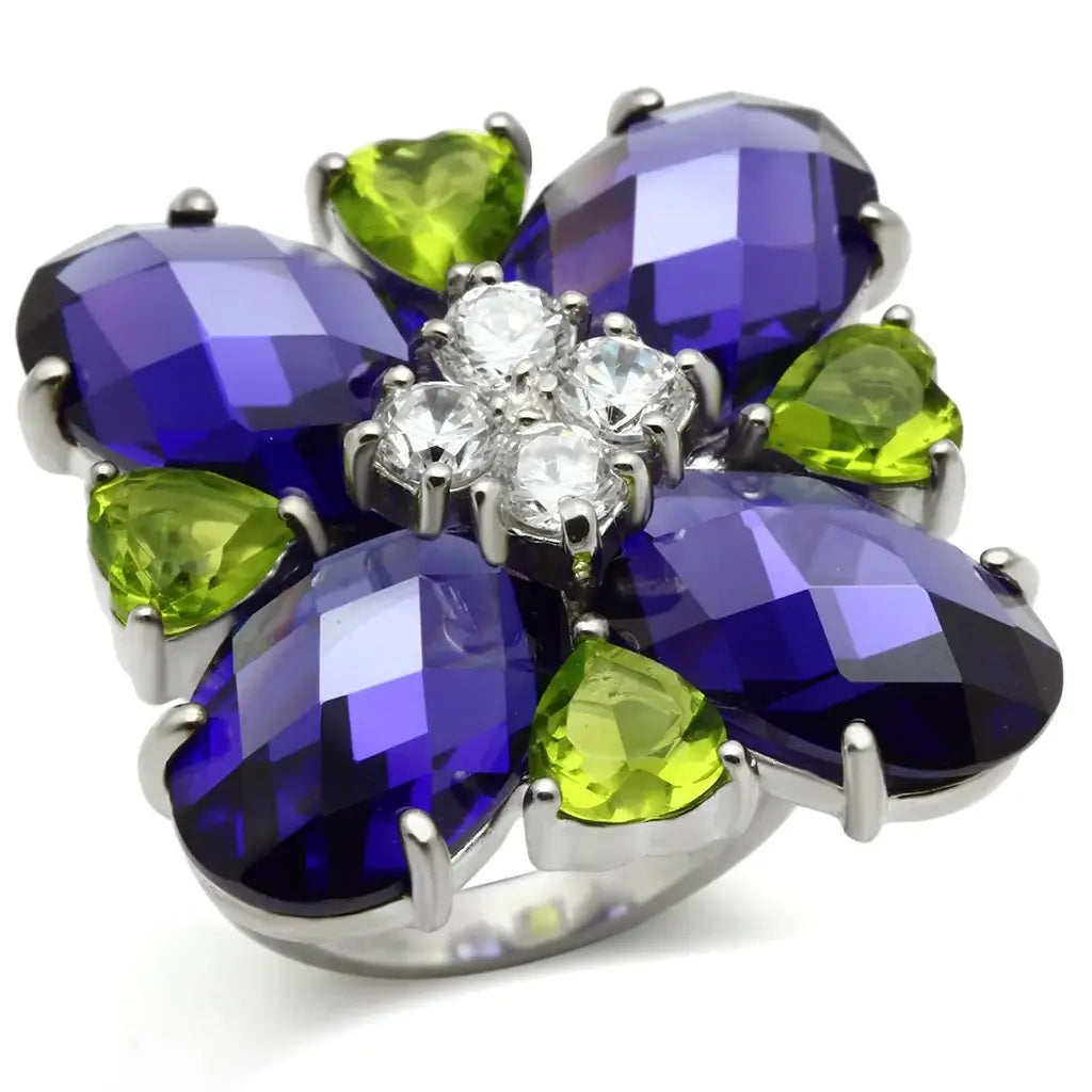Flynn Cocktail Ring - 925 Sterling Silver, AAA CZ , Multi Color - LOS534 - Alamode - Flyclothing LLC