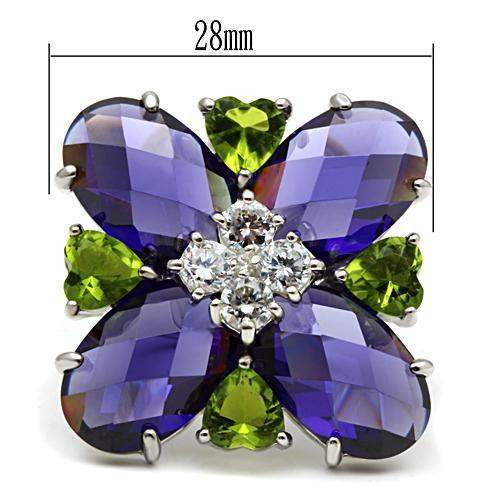 Flynn Cocktail Ring - 925 Sterling Silver, AAA CZ , Multi Color - LOS534 - Alamode - Flyclothing LLC
