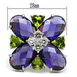 Flynn Cocktail Ring - 925 Sterling Silver, AAA CZ , Multi Color - LOS534 - Alamode - Flyclothing LLC