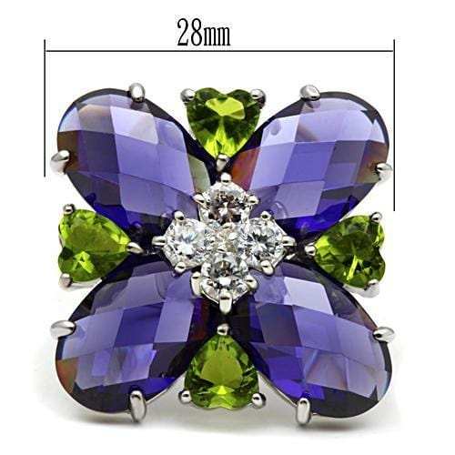 Flynn Cocktail Ring - 925 Sterling Silver, AAA CZ , Multi Color - LOS534 - Alamode - Flyclothing LLC