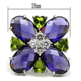 Flynn Cocktail Ring - 925 Sterling Silver, AAA CZ , Multi Color - LOS534 - Alamode