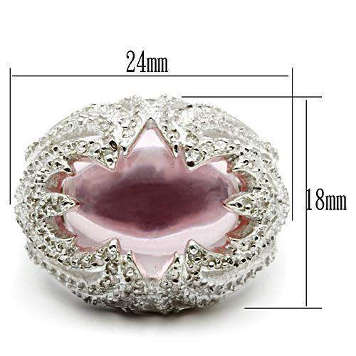 LOS536 - Silver 925 Sterling Silver Ring with Synthetic Synthetic Glass in Light Rose - Alamode - Flyclothing LLC