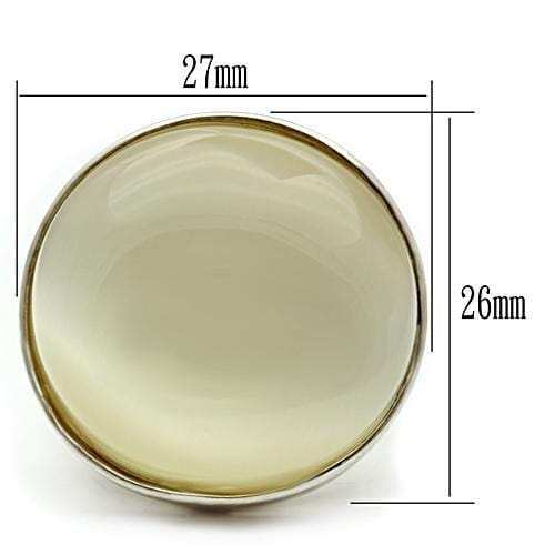 LOS537 - Silver 925 Sterling Silver Ring with Synthetic Cat Eye in White - Alamode - Flyclothing LLC