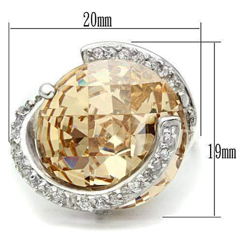 LOS540 - Silver 925 Sterling Silver Ring with AAA Grade CZ in Champagne - Alamode - Flyclothing LLC