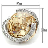 LOS540 - Silver 925 Sterling Silver Ring with AAA Grade CZ in Champagne - Alamode - Flyclothing LLC