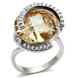 LOS540 - Silver 925 Sterling Silver Ring with AAA Grade CZ in Champagne - Alamode - Flyclothing LLC