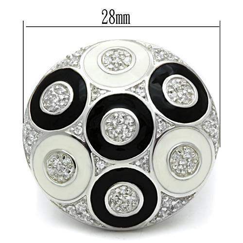 LOS541 - Silver 925 Sterling Silver Ring with AAA Grade CZ in Clear - Alamode - Flyclothing LLC