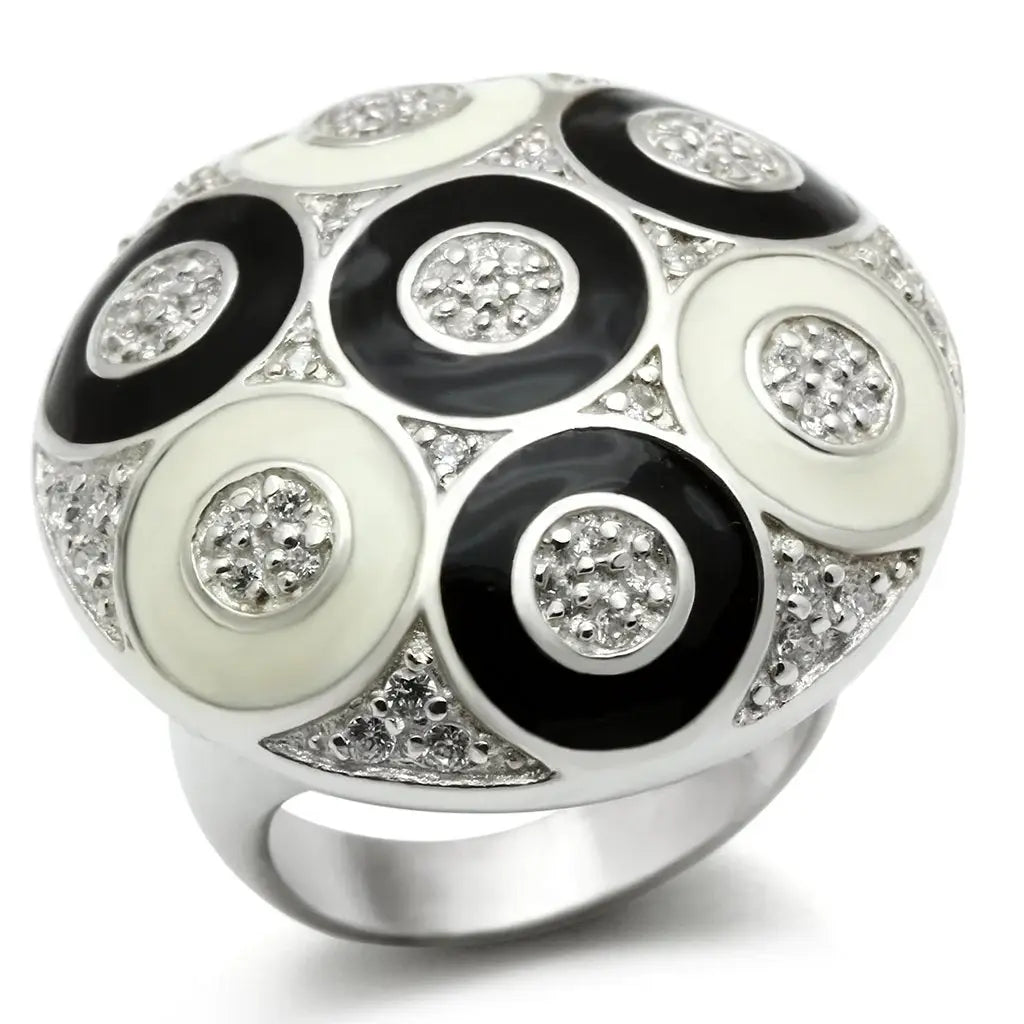 LOS541 - Silver 925 Sterling Silver Ring with AAA Grade CZ in Clear - Alamode - Flyclothing LLC