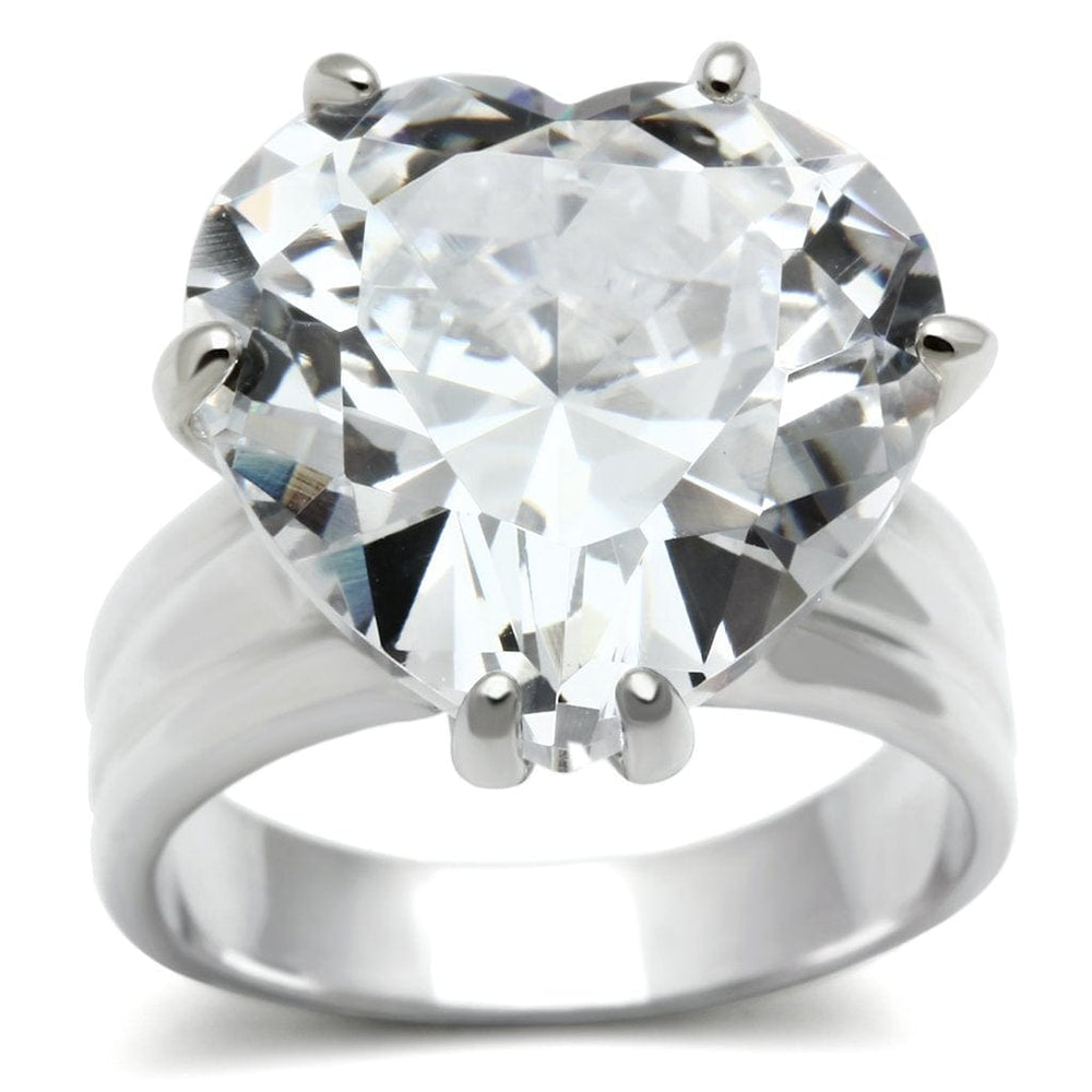LOS543 - Silver 925 Sterling Silver Ring with AAA Grade CZ  in Clear - Alamode