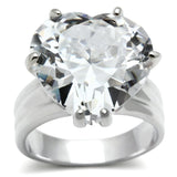 LOS543 - Silver 925 Sterling Silver Ring with AAA Grade CZ  in Clear - Alamode