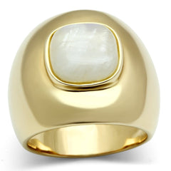 LOS544 - Gold 925 Sterling Silver Ring with Semi-Precious Moon Stone in White