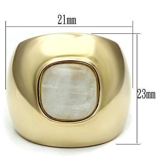 LOS544 - Gold 925 Sterling Silver Ring with Semi-Precious Moon Stone in White - Alamode - Flyclothing LLC