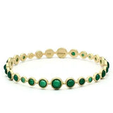 LOS550 - Matte Gold 925 Sterling Silver Bangle with Semi-Precious Onyx in Emerald - Alamode - Flyclothing LLC