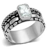 LOS553 - Silver 925 Sterling Silver Ring with AAA Grade CZ  in Clear - Alamode