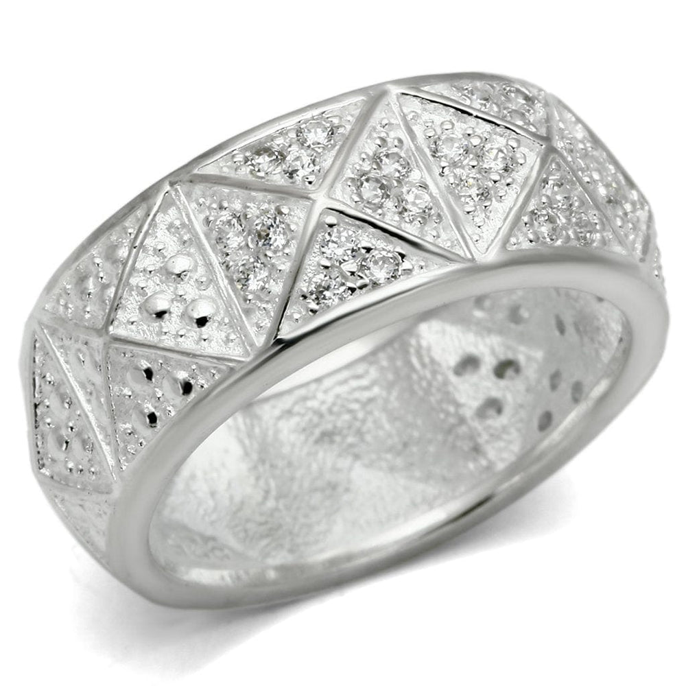 LOS559 - Silver 925 Sterling Silver Ring with AAA Grade CZ  in Clear - Alamode