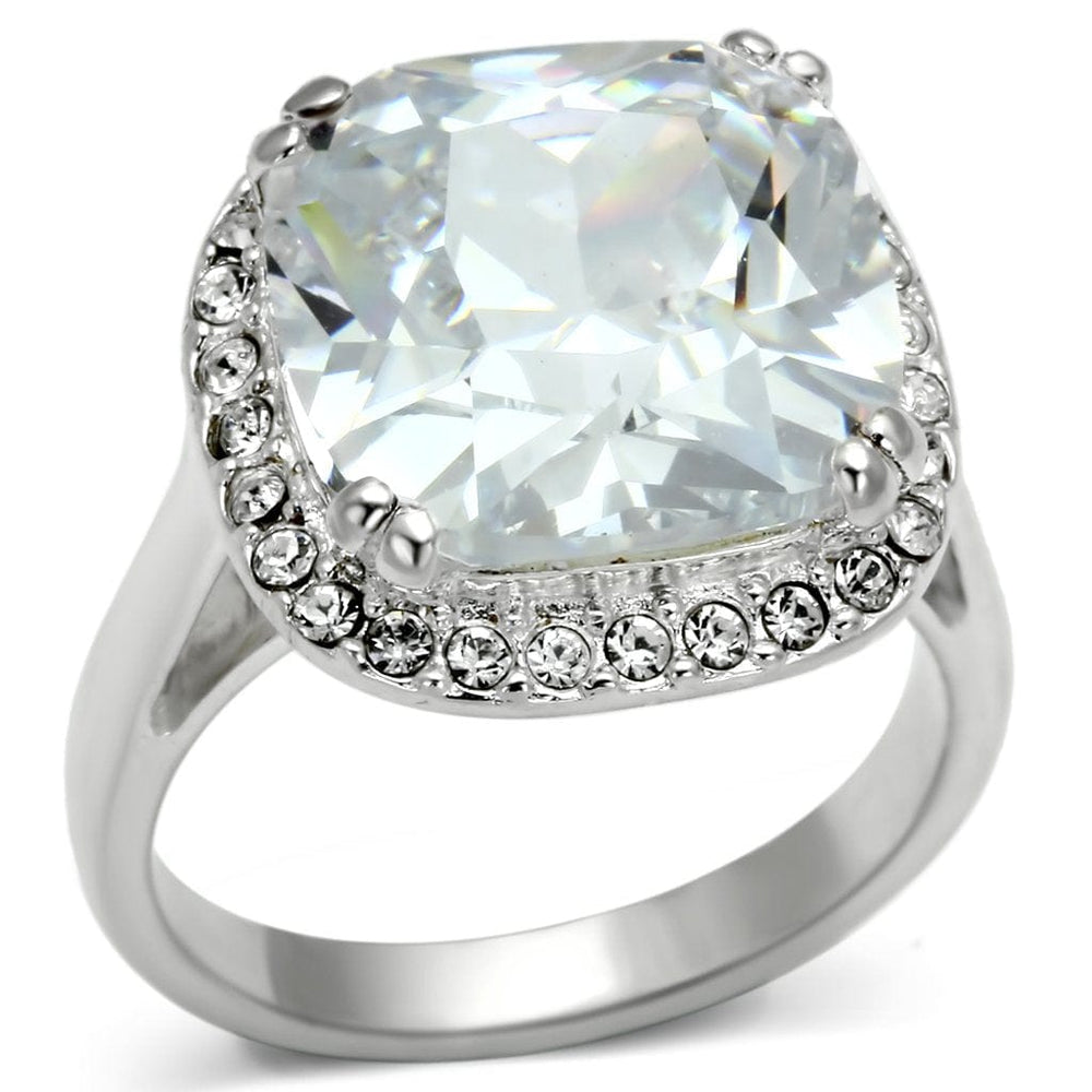 LOS561 - Silver 925 Sterling Silver Ring with AAA Grade CZ  in Clear - Alamode