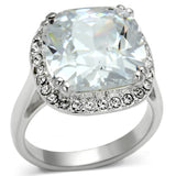 LOS561 - Silver 925 Sterling Silver Ring with AAA Grade CZ  in Clear - Alamode