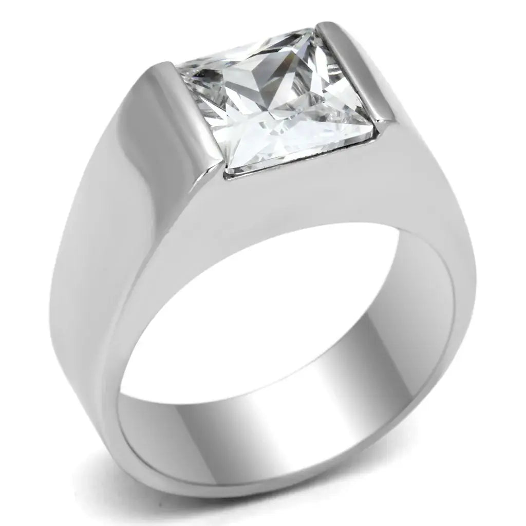 LOS575 - Rhodium 925 Sterling Silver Ring with AAA Grade CZ in Clear - Alamode - Flyclothing LLC