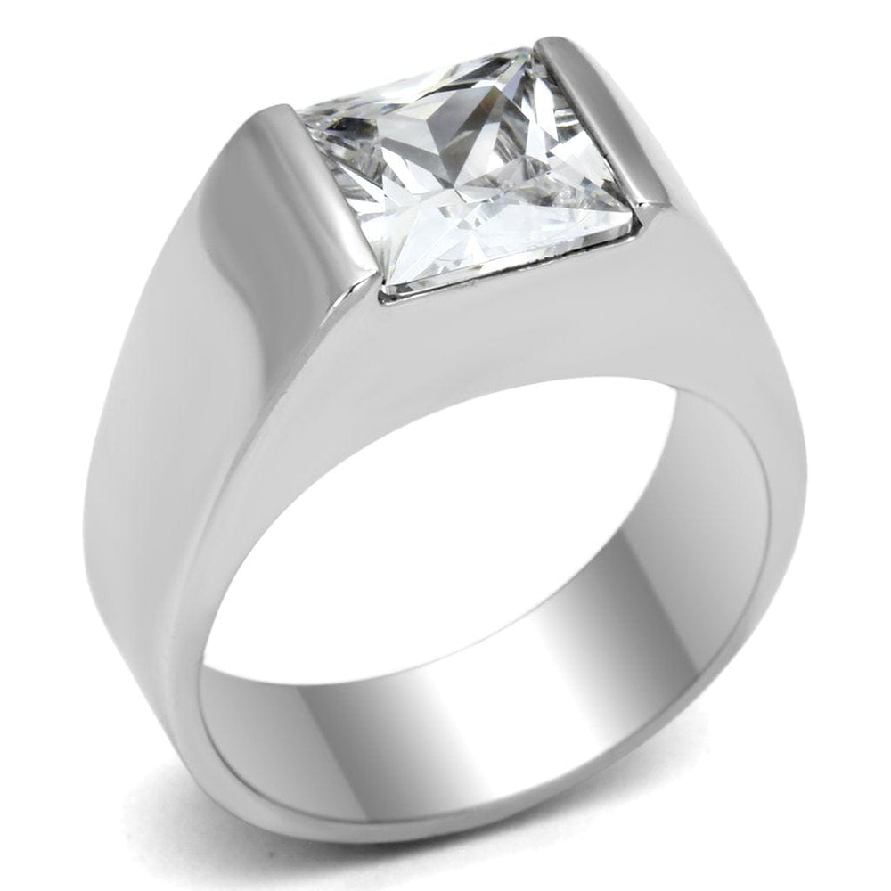 LOS575 - Rhodium 925 Sterling Silver Ring with AAA Grade CZ  in Clear - Alamode