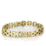 LOS601 - Gold 925 Sterling Silver Bracelet with AAA Grade CZ in Champagne - Alamode - Flyclothing LLC