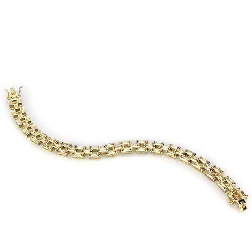 LOS601 - Gold 925 Sterling Silver Bracelet with AAA Grade CZ in Champagne - Alamode - Flyclothing LLC