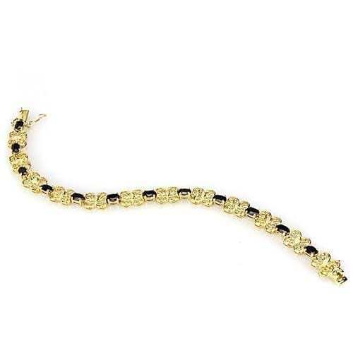 LOS602 - Gold 925 Sterling Silver Bracelet with AAA Grade CZ in Jet - Alamode - Flyclothing LLC
