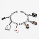 LOS606 - Silver 925 Sterling Silver Bracelet with Epoxy  in Multi Color - Alamode