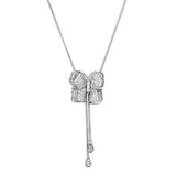 LOS608 - Silver 925 Sterling Silver Necklace with AAA Grade CZ  in Clear - Alamode