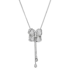 LOS608 - Silver 925 Sterling Silver Necklace with AAA Grade CZ  in Clear