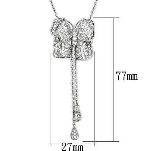 LOS608 - Silver 925 Sterling Silver Necklace with AAA Grade CZ in Clear - Alamode - Flyclothing LLC