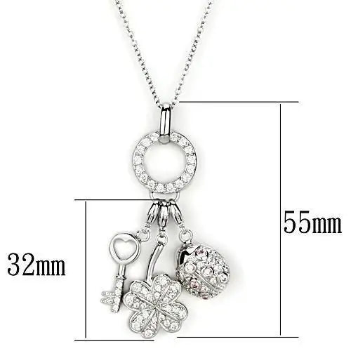 LOS609 - Silver 925 Sterling Silver Necklace with AAA Grade CZ in Multi Color - Alamode - Flyclothing LLC