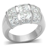 LOS630 - Silver 925 Sterling Silver Ring with AAA Grade CZ in Clear - Alamode - Flyclothing LLC