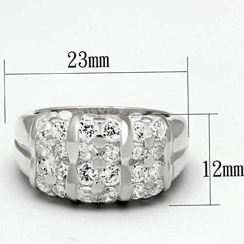 LOS630 - Silver 925 Sterling Silver Ring with AAA Grade CZ in Clear - Alamode - Flyclothing LLC