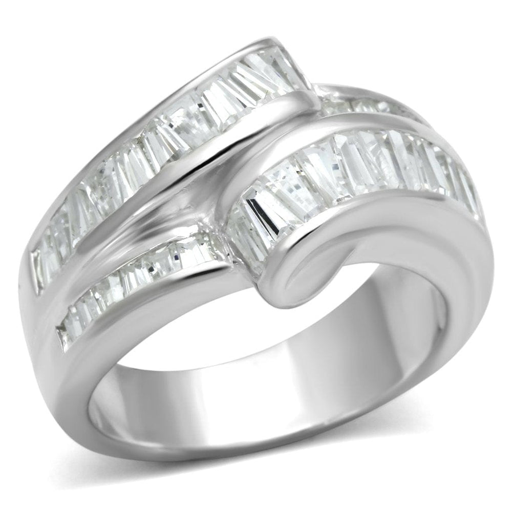 LOS637 - Silver 925 Sterling Silver Ring with AAA Grade CZ  in Clear