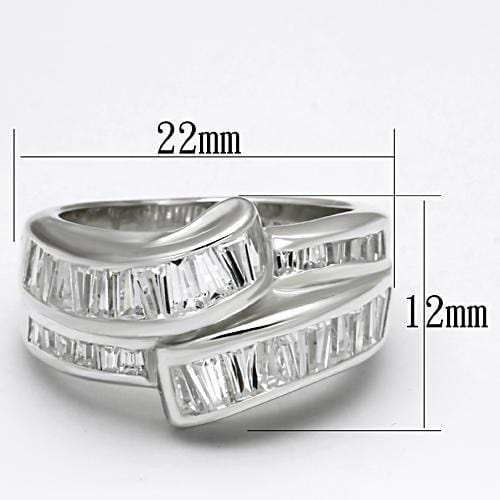 LOS637 - Silver 925 Sterling Silver Ring with AAA Grade CZ in Clear - Alamode - Flyclothing LLC