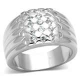LOS639 - Silver 925 Sterling Silver Ring with AAA Grade CZ  in Clear - Alamode