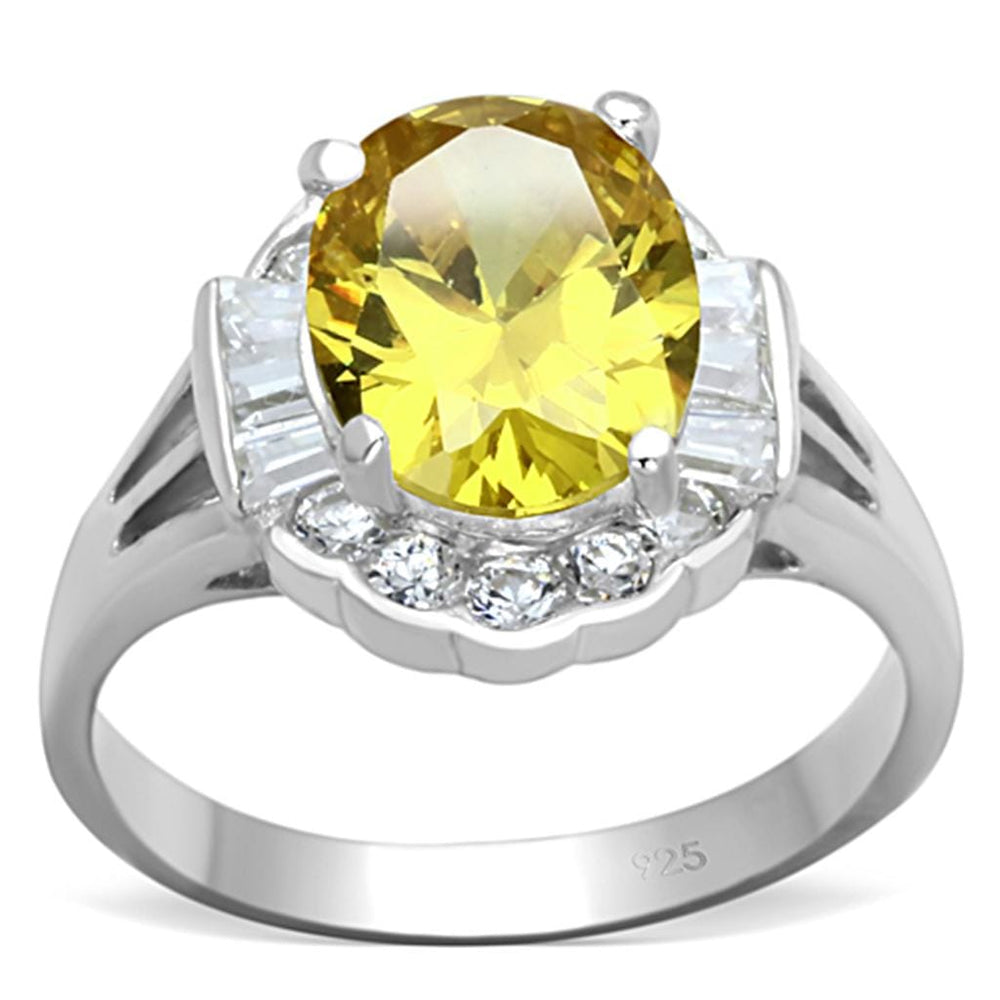 LOS659 - Silver 925 Sterling Silver Ring with AAA Grade CZ  in Topaz - Alamode