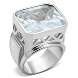 LOS670 - Silver 925 Sterling Silver Ring with AAA Grade CZ  in Clear - Alamode