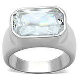LOS671 - Silver 925 Sterling Silver Ring with AAA Grade CZ in Clear - Alamode - Flyclothing LLC