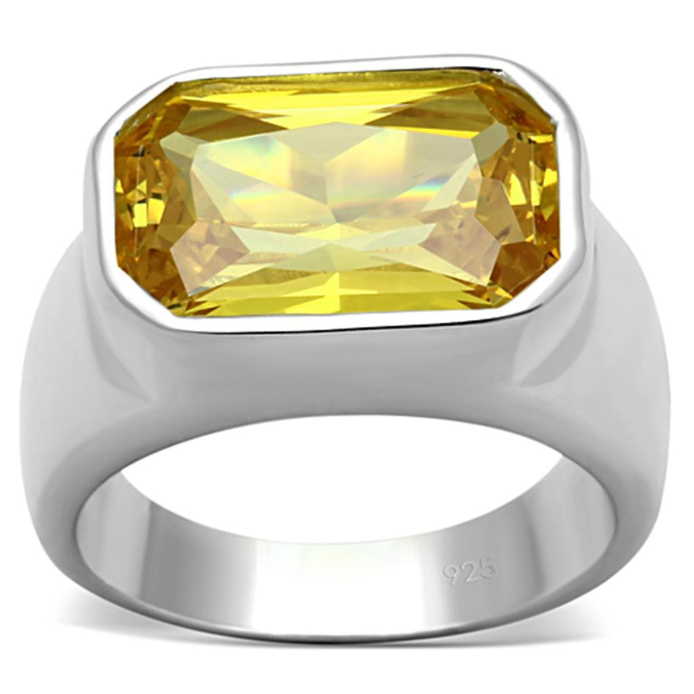 LOS674 - Silver 925 Sterling Silver Ring with AAA Grade CZ  in Topaz - Alamode