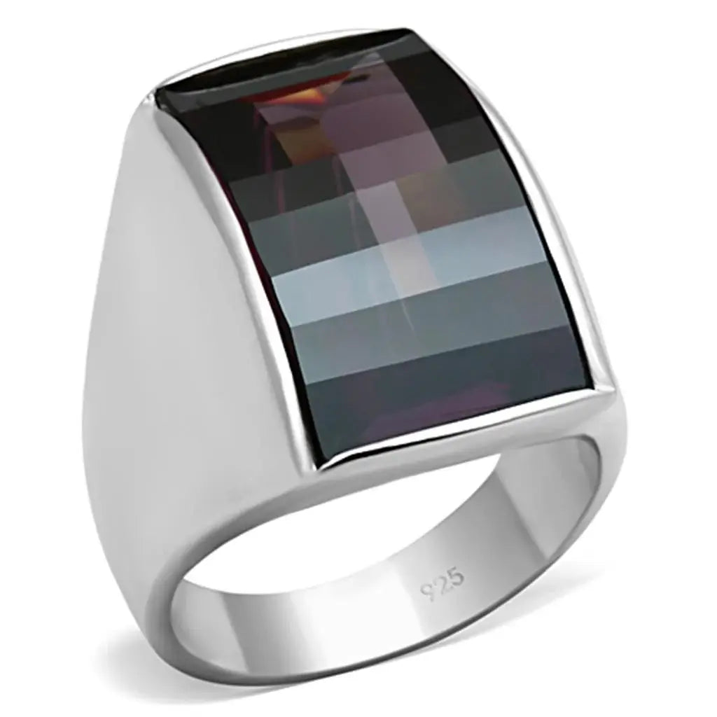 LOS694 - Silver 925 Sterling Silver Ring with AAA Grade CZ in Amethyst - Alamode - Flyclothing LLC
