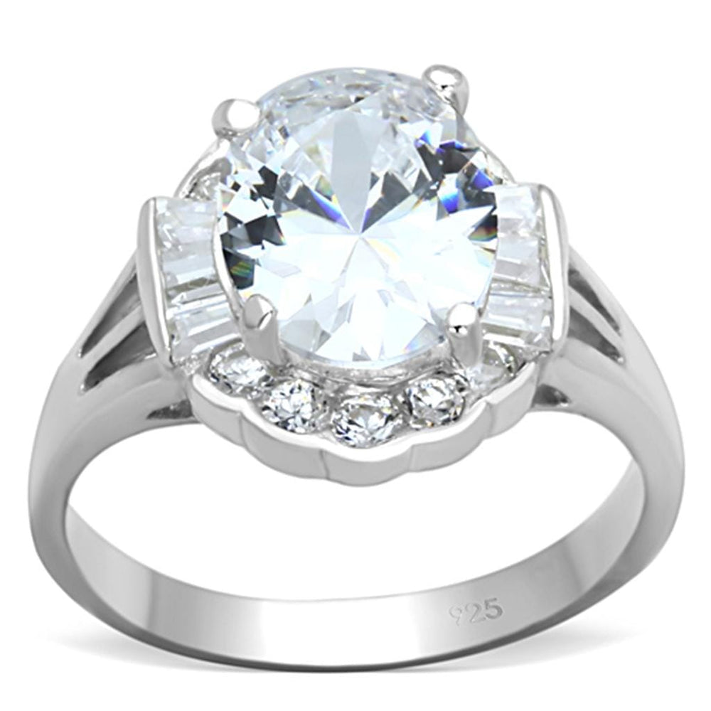 LOS701 - Silver 925 Sterling Silver Ring with AAA Grade CZ  in Clear - Alamode