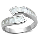 LOS705 - Silver 925 Sterling Silver Ring with AAA Grade CZ in Clear - Alamode - Flyclothing LLC