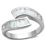 LOS705 - Silver 925 Sterling Silver Ring with AAA Grade CZ  in Clear - Alamode