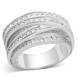LOS716 - Silver 925 Sterling Silver Ring with AAA Grade CZ  in Clear - Alamode