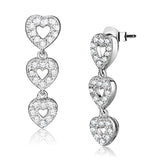 LOS722 - Rhodium 925 Sterling Silver Earrings with AAA Grade CZ  in Clear - Alamode