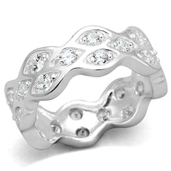 LOS727 - Rhodium 925 Sterling Silver Ring with AAA Grade CZ  in Clear