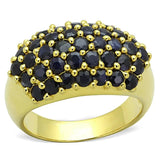 LOS746 - Gold 925 Sterling Silver Ring with AAA Grade CZ  in Jet - Alamode